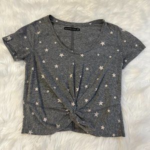 Abercrombie & Fitch Gray Star Crop Top Twist Front Top XS T-Shirt